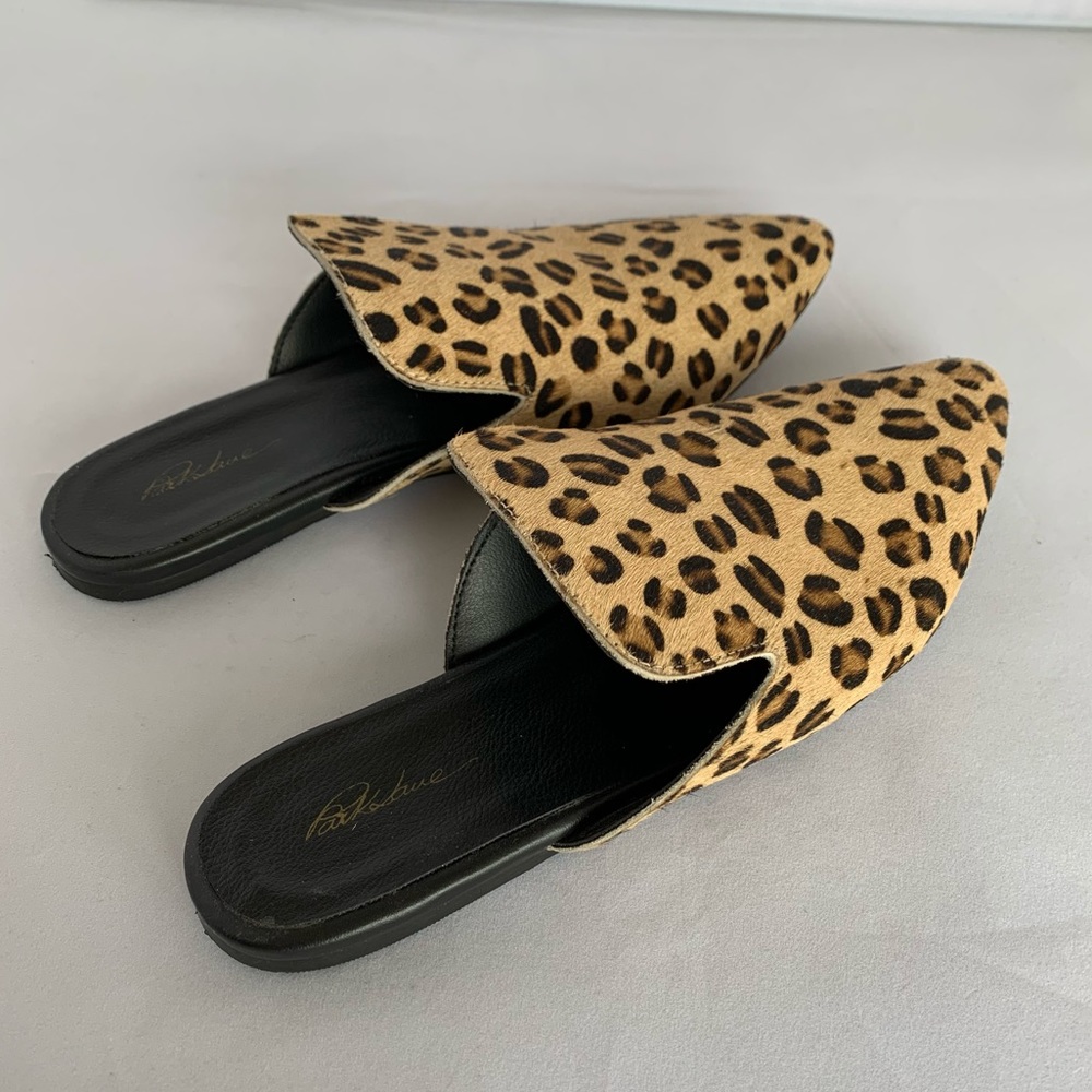 Park Lane Leopard Leather Pointed Mules CA - Picture 1 of 7